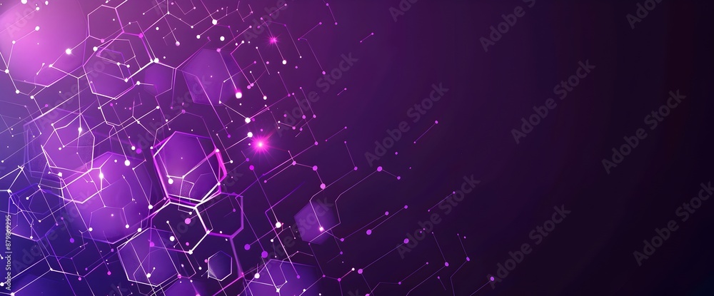 Poster abstract purple and blue background with a hexagon pattern for a technology concept vector presentat