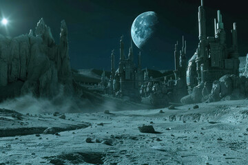 A futuristic city on the Moon