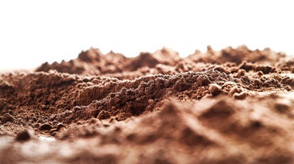 Tranquil Cocoa Powder Landscape on White Background with High Detail - Natural Organic Ingredient Concept