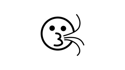 blowing face icon, black isolated silhouette