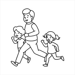 parent and children running