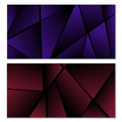 Abstract polygonal pattern. Set of two dark gradient polygonal backgrounds. Background design, cover, postcard, banner, wallpaper