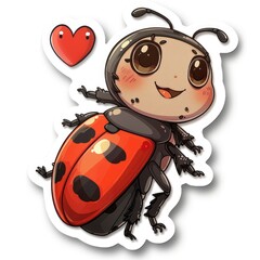 Obraz premium sticker of an adorable chibi bee, simple flat illustration, cute and dreamy, white background, die cut sticker with border