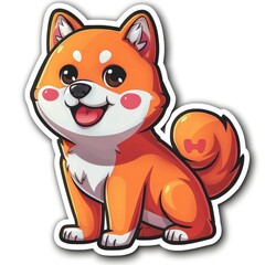  sticker of an adorable chibi dog, simple flat illustration, cute and dreamy, white background, die cut sticker with border