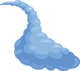 Cartoon style illustration of a blue smoke cloud forming a trail