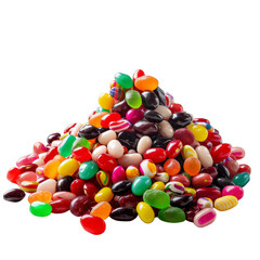 A Pile of Jelly Beans on a White Table isolated on white or transparent background