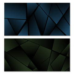 Abstract polygonal pattern. Set of two dark gradient polygonal backgrounds. Background design, cover, postcard, banner, wallpaper