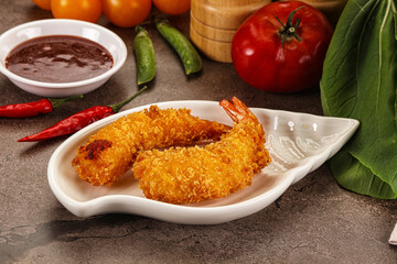 Crispy breaded golden fried prawns