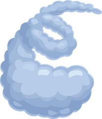 Cartoon smoke cloud is drawn in a funny, simple and iconic style