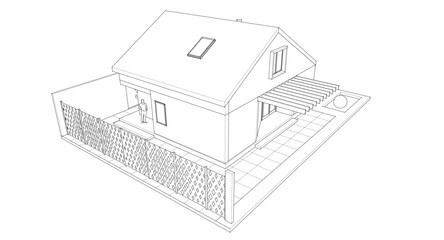 modern apartment house 3d illustration