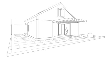 modern apartment house 3d illustration