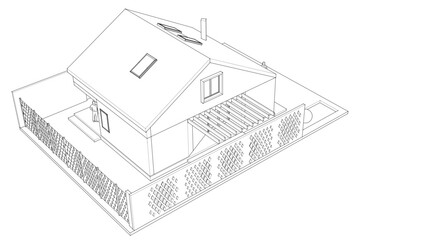 modern apartment house 3d illustration