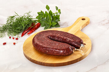 Delicious dry cured beef basturma on table, closeup