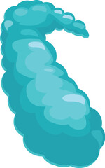 Cartoon smoke cloud swirling in a whimsical shape is isolated on a white background