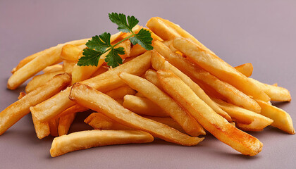 Golden French Fries with Parsley Garnish