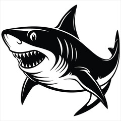 Shark Fish silhouette vector illustration on a white background