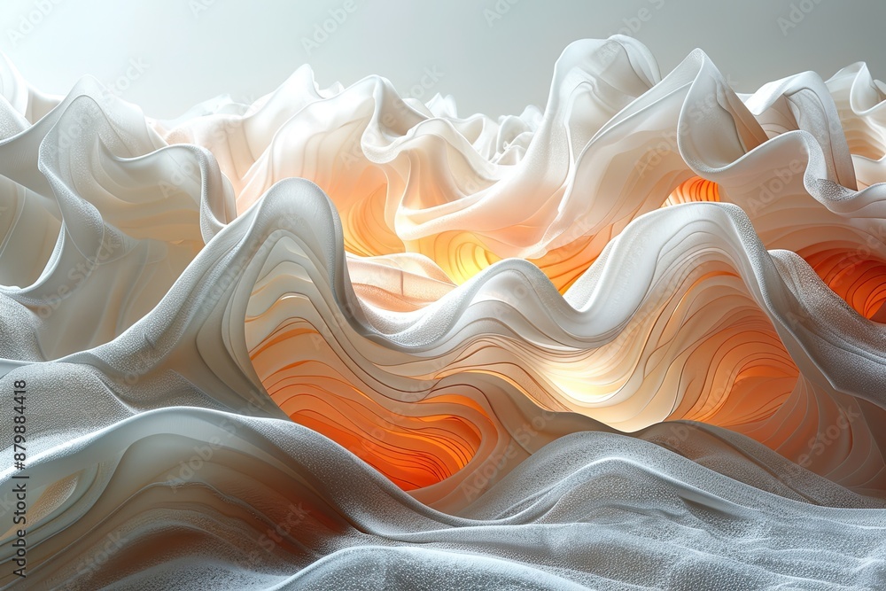 Fototapete organic forms waves flowing shapes, grainy gradients emphasize their fluidity.
