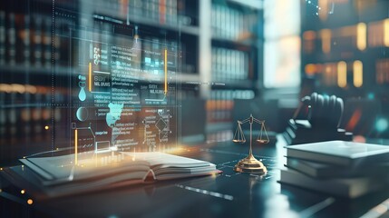 Smart law, legal advice icons and lawyer working tools in the lawyers office showing concept of digital law and online technology of savvy law and regulations .