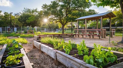 Fototapeta premium A peaceful school garden used for outdoor classes