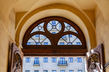 St. Petersburg, Russia, March 26, 2024. Fragment of facade of historical building