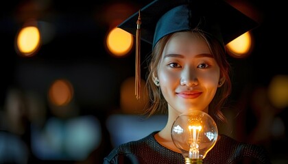 woman holding a light bulb