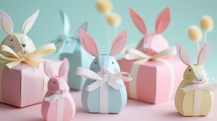 Minimal Easter gift wrapping idea featuring paper bunny eggs