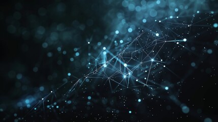 An abstract depiction of a neural network with interconnected nodes and lines, illuminated with a vintage retro aesthetic. Represents complex data structures and modern technology.