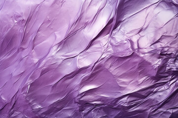Purple foil texture with metallic luster, crumpled texture polished shiny abstract background, uneven monochromatic surface
