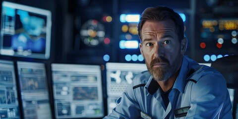 Cybersecurity Expert in Network Operations Center. Concept Network Security, SOC Analyst, Cyber Threats, Incident Response, Security Monitoring