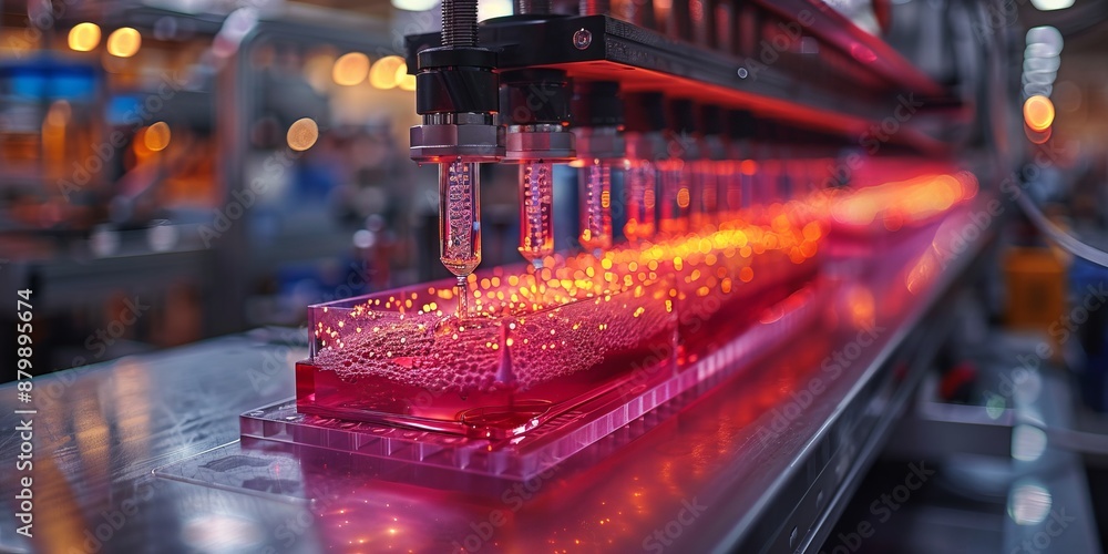 Poster advanced biotech lab with genetic engineering and 3d bioprinting
