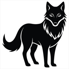 Wolf silhouette vector illustration on white background. Wolf head logo vector.