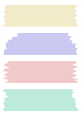 Set of colorful washi tapes isolated on white. Washi tapes collection in vector. Pieces of decorative tape for scrapbooks. Torn paper. Yellow, red, blue