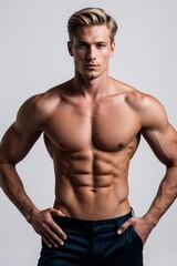 Fototapeta premium Jeune homme séduisant torse nu plein de charisme 