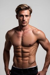 Fototapeta premium Jeune homme séduisant torse nu plein de charisme 