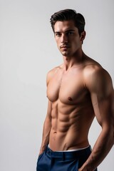 Fototapeta premium Jeune homme séduisant torse nu plein de charisme 