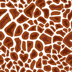 Giraffe Print Seamless Pattern. Animal Skin. Abstract Pattern on White Backdrop. Hand Drawn Giraffe Skin Background. Vector Tile with Wild Animal Fur. © Iuliia Savko