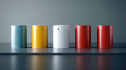 Fototapeta premium Containers with bright colors on a table