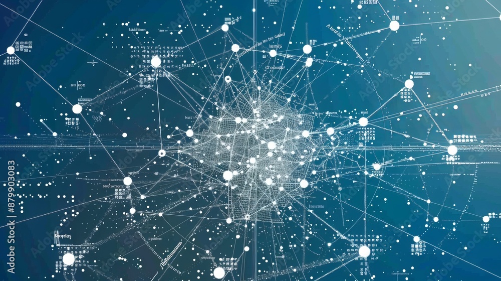 Poster data is visualized in a simple, digital blueprint. it explains the idea of big data, its storage and
