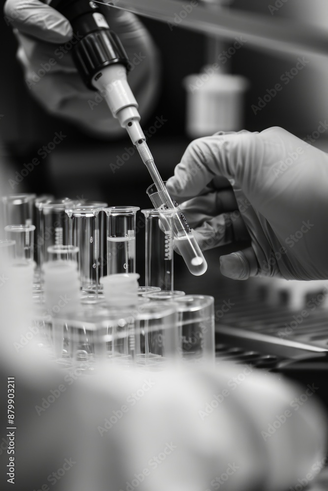 Poster a scientist holds a pipe in a laboratory setting