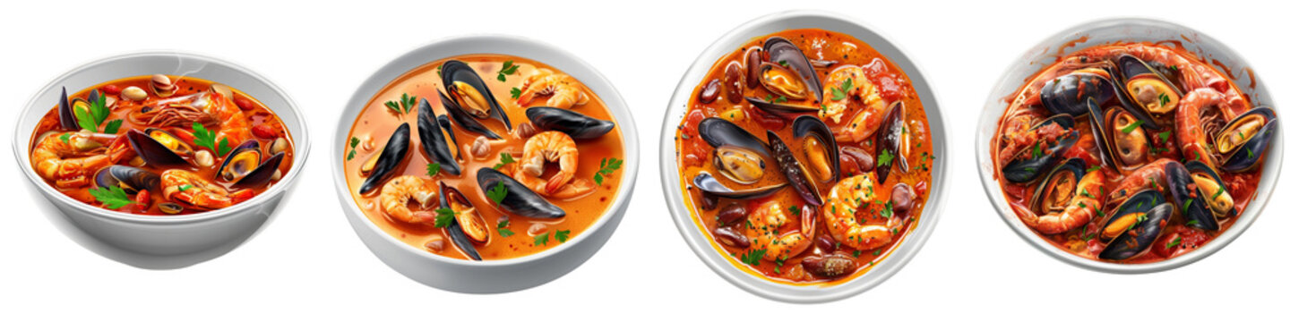 Cioppino or Fisherman's Stew clipart collection, symbol, logos, icons isolated on transparent background