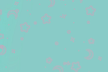 türkiser kindlicher Hintergrund mit Sternen und Planeten