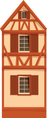 Traditional german house featuring half timbered construction with exposed wooden beams and brown shutters