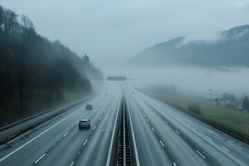 car driving in fog