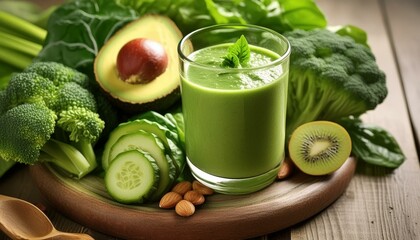 건강한 녹색 야채주스 채소