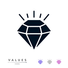 Values icon illustration. Mission, Vision and Values of company with text. Company infographic Banner template. Modern flat icon design. Abstract icon. Purpose business concept.