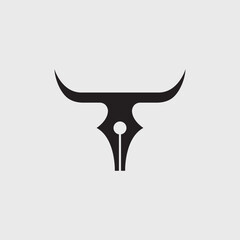 Simple bull and pen logo design. 