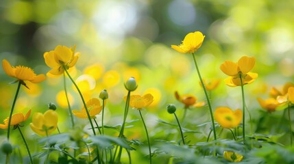 Yellow flowers known as buttercups