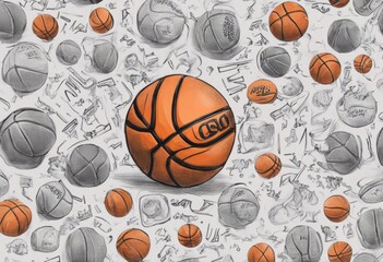 basketball drawing hand doodles doodle background vignetting illustration sport symbol game concept abstract graphic score success cup white design love equipment net na art