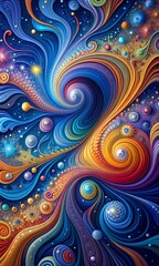 Colorful Abstract Art Wallpaper with Dynamic Swirls and Patterns
