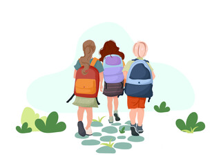 Students going to school, back to school.